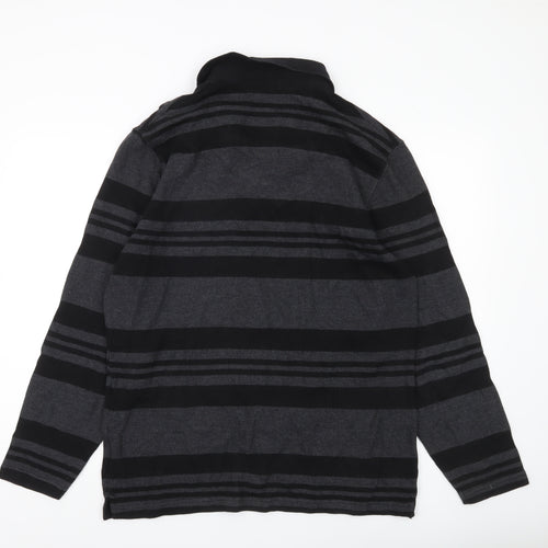 Stone Bay Men’s Grey Striped Collared Henley Sweatshirt Size L