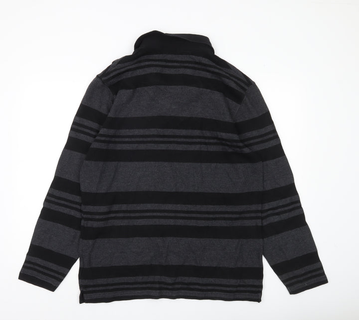 Stone Bay Men’s Grey Striped Collared Henley Sweatshirt Size L
