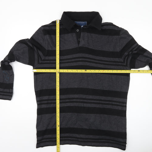 Stone Bay Men’s Grey Striped Collared Henley Sweatshirt Size L