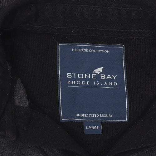 Stone Bay Men’s Grey Striped Collared Henley Sweatshirt Size L