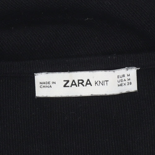 Zara Women Black Knit Shift Dress Size 12 Long Sleeve Striped