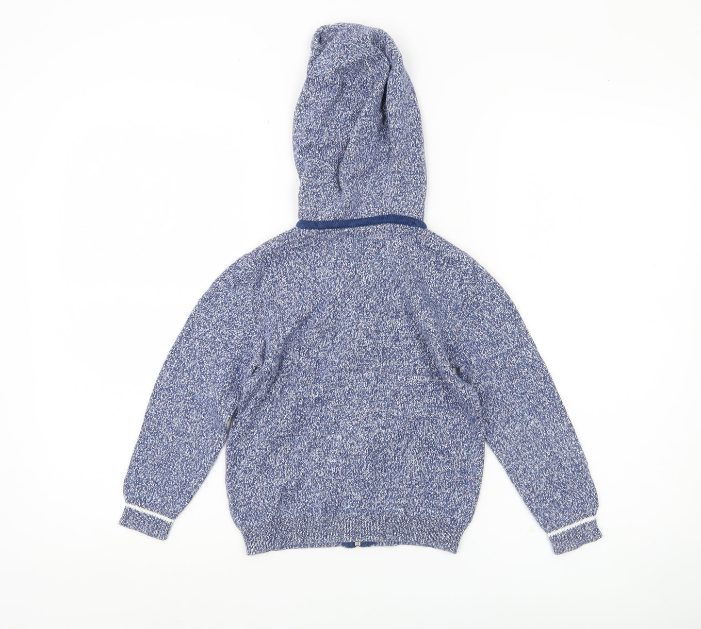 The Little White Company Boys Blue Knit Hooded Full Zip Cardigan 4-5 Yrs