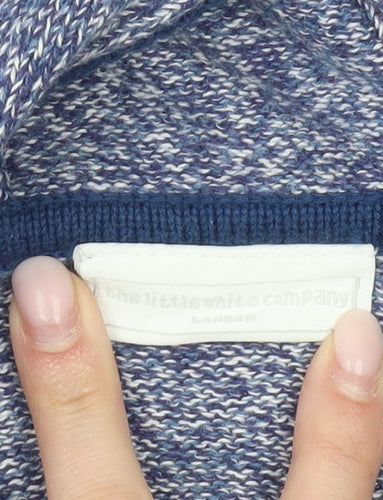 The Little White Company Boys Blue Knit Hooded Full Zip Cardigan 4-5 Yrs