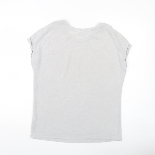 Tu Women Grey Sequin Shoulder Crew Neck T-Shirt Size 14