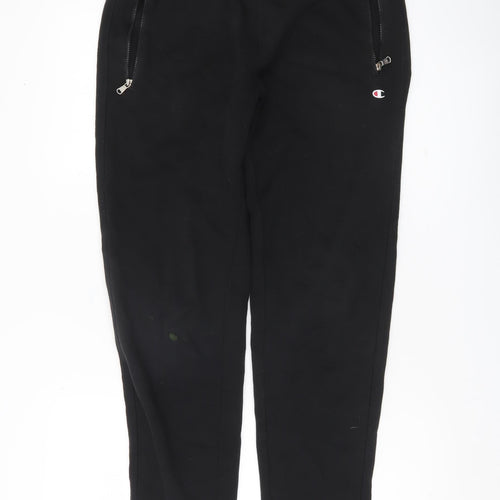 Champion Men's Black Jogger Sweatpants Small Logo Zip Pockets