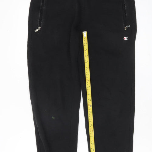 Champion Men's Black Jogger Sweatpants Small Logo Zip Pockets
