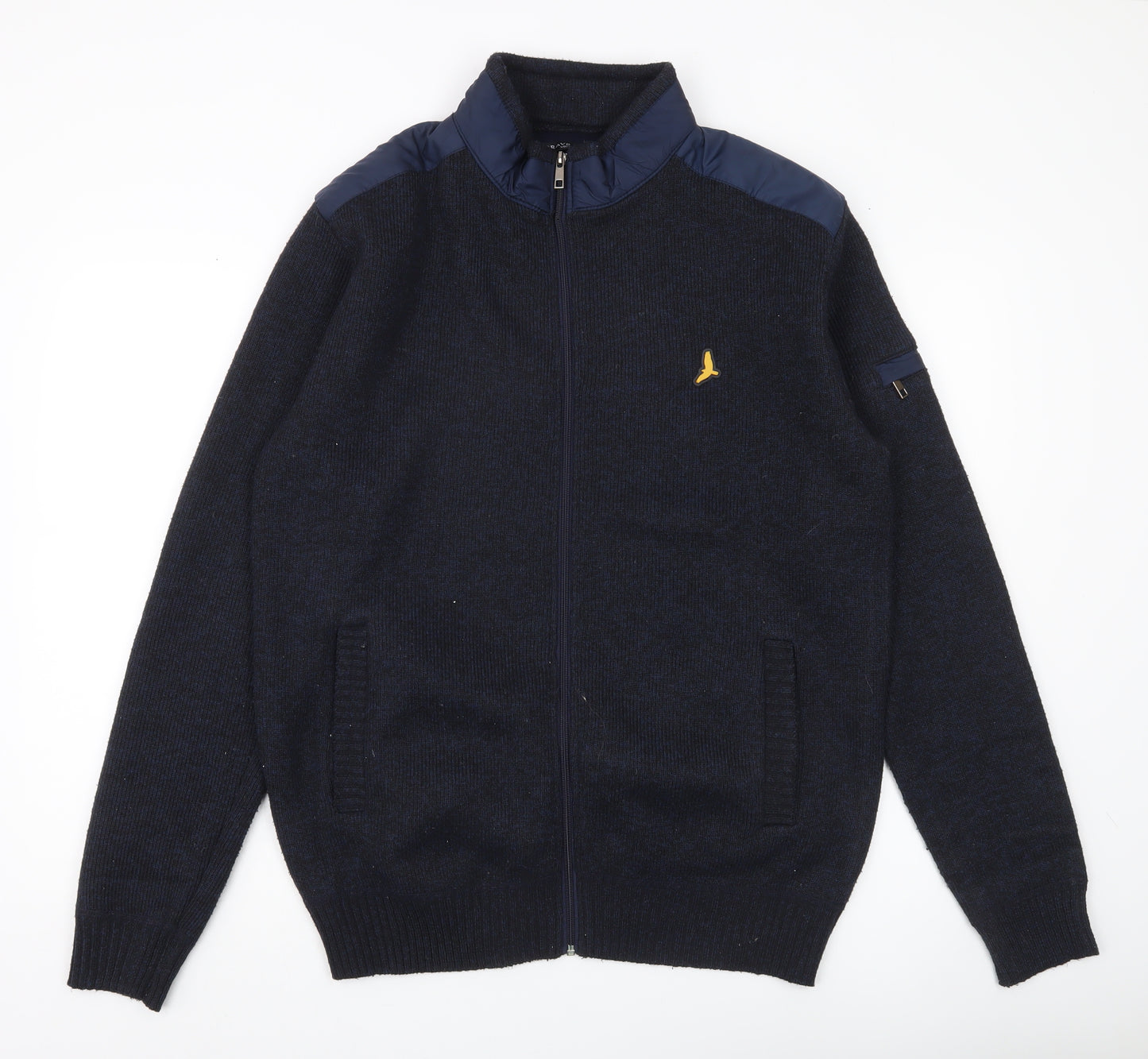 Brave Soul Mens Blue XL Full Zip High Neck Jumper with Logo