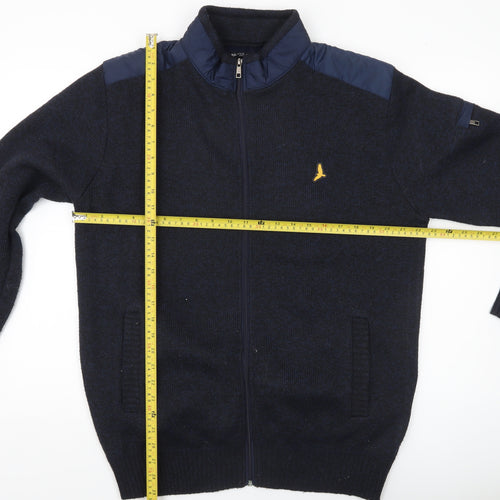 Brave Soul Mens Blue XL Full Zip High Neck Jumper with Logo