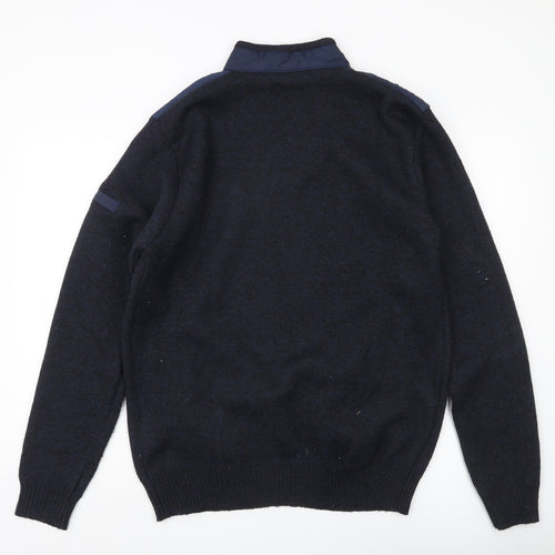 Brave Soul Mens Blue XL Full Zip High Neck Jumper with Logo