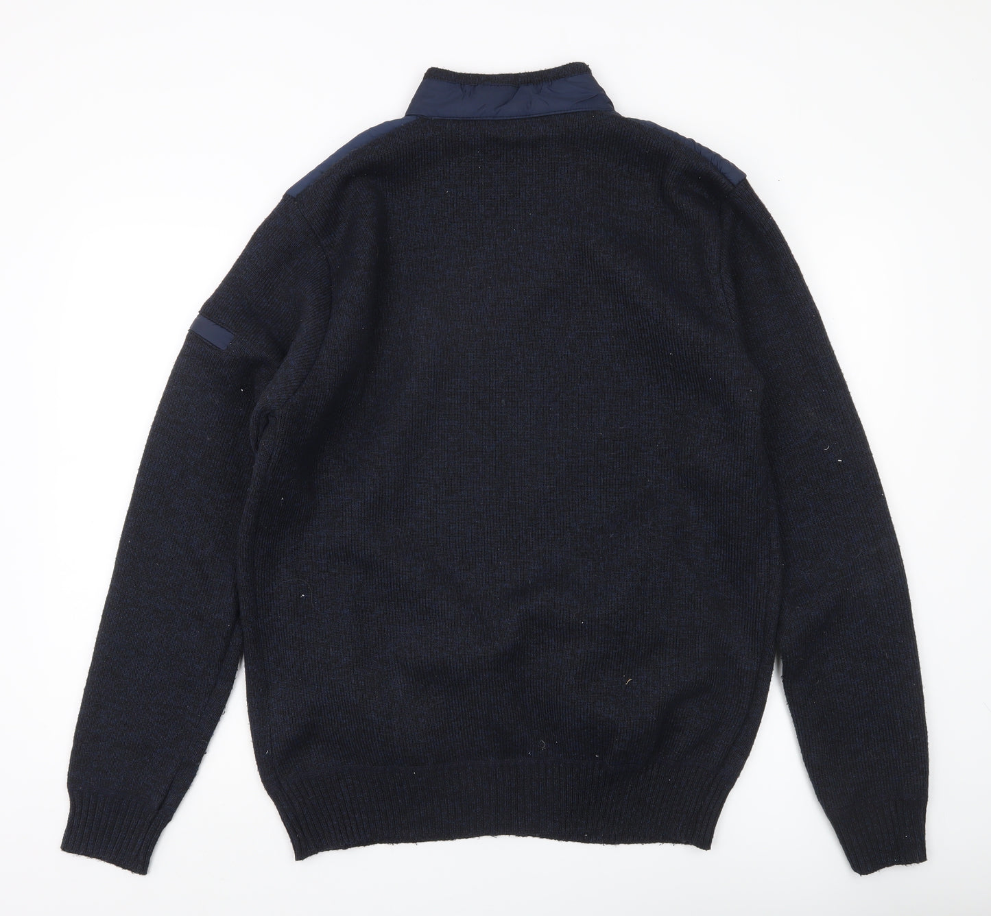 Brave Soul Mens Blue XL Full Zip High Neck Jumper with Logo