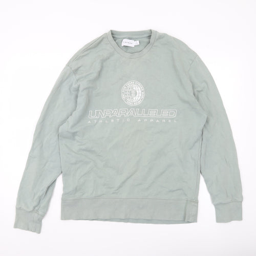 Topman Men’s Green Sweatshirt Size S Crew Neck Graphic Pullover
