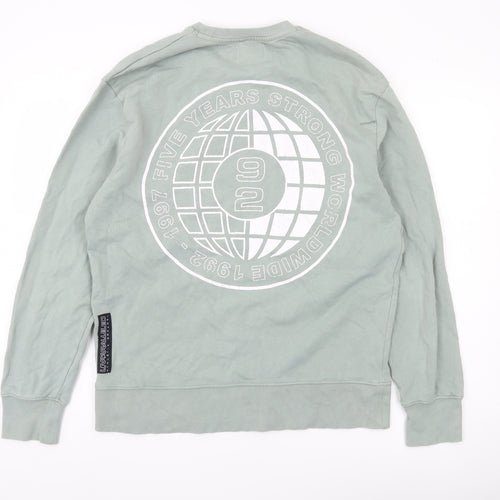 Topman Men’s Green Sweatshirt Size S Crew Neck Graphic Pullover
