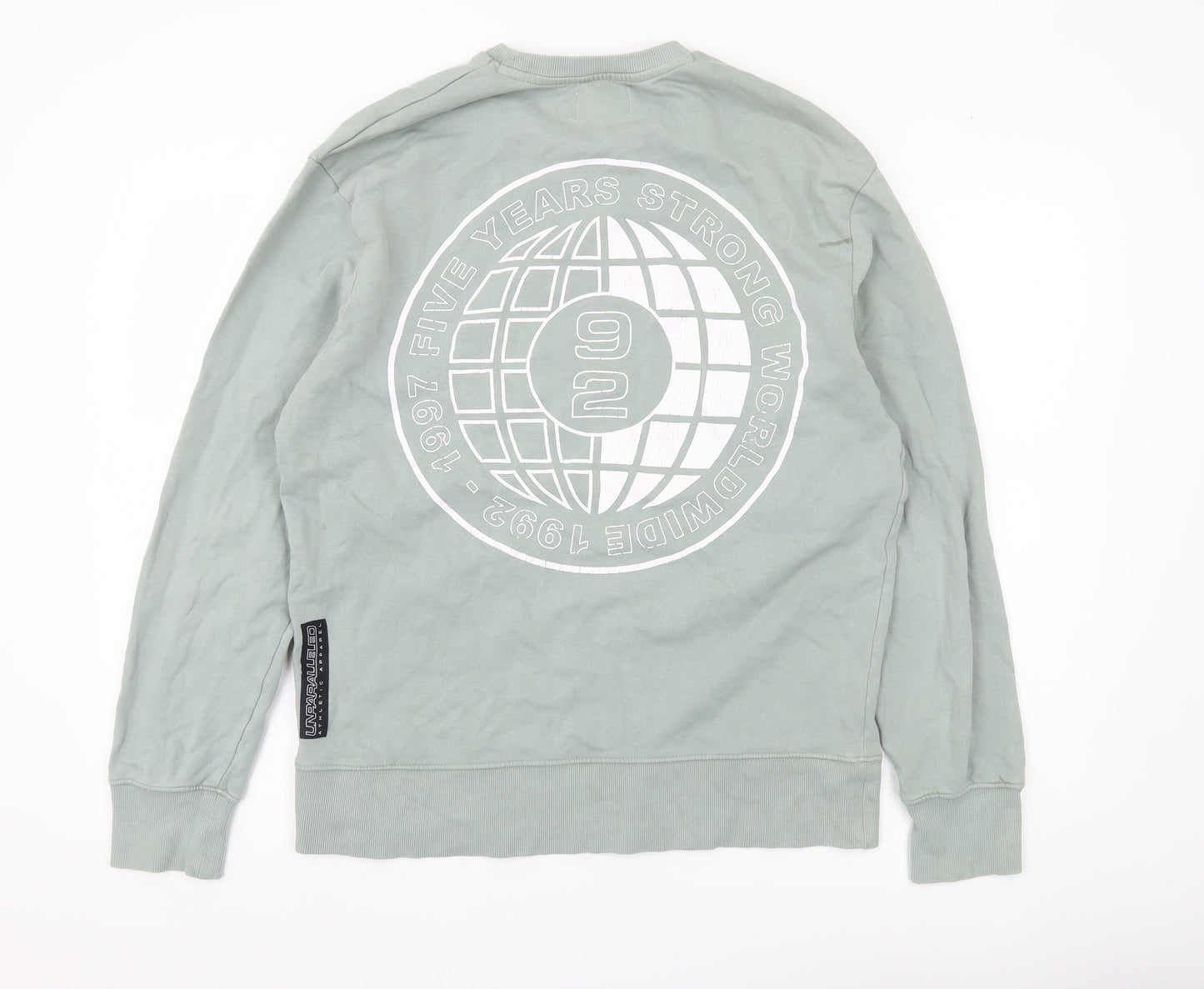 Topman Men’s Green Sweatshirt Size S Crew Neck Graphic Pullover