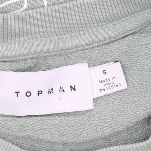 Topman Men’s Green Sweatshirt Size S Crew Neck Graphic Pullover