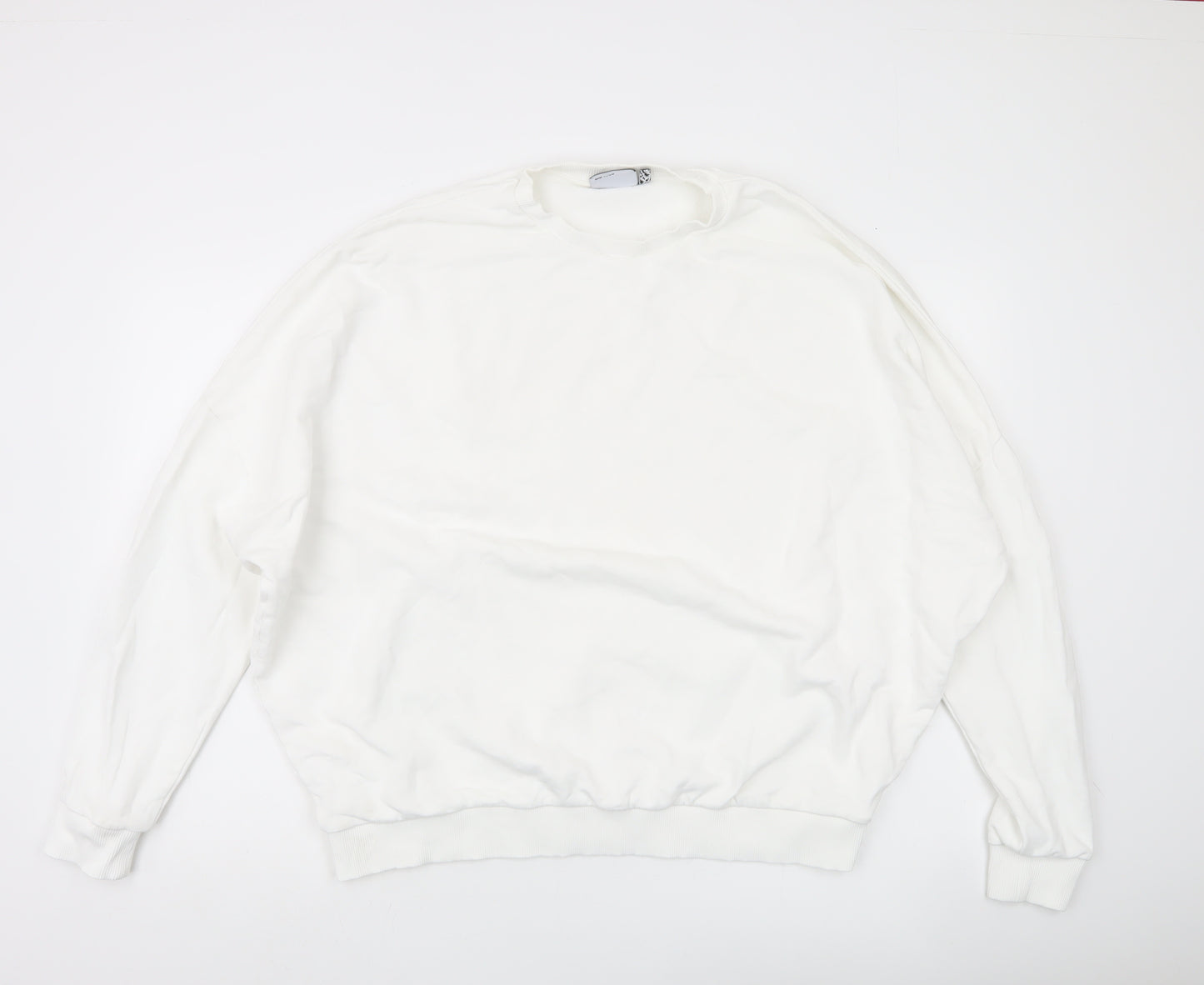 ASOS DESIGN Women’s White Crew Neck Pullover Sweatshirt Size L