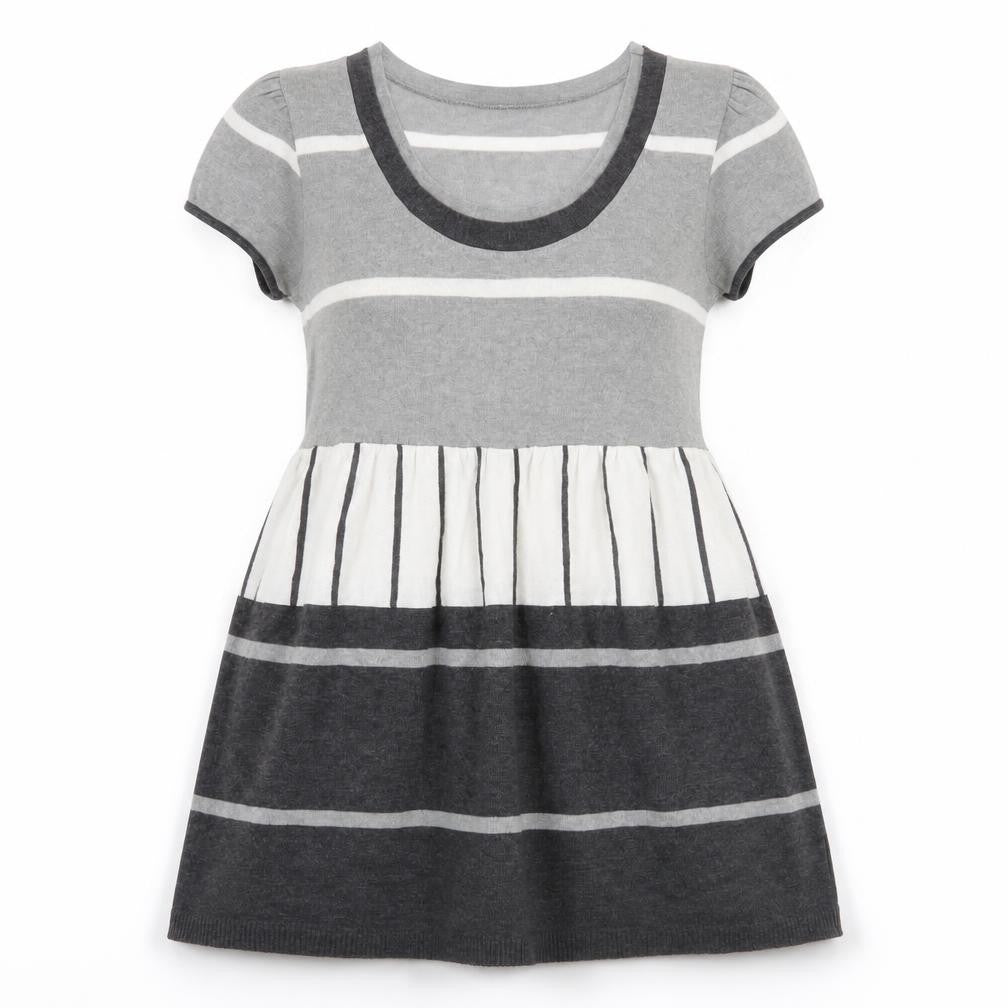 James Lakeland Women’s Grey Striped Tunic Jumper Size 14 Short Sleeve Knit