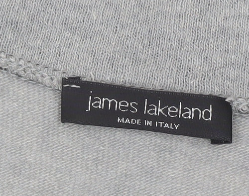 James Lakeland Women’s Grey Striped Tunic Jumper Size 14 Short Sleeve Knit