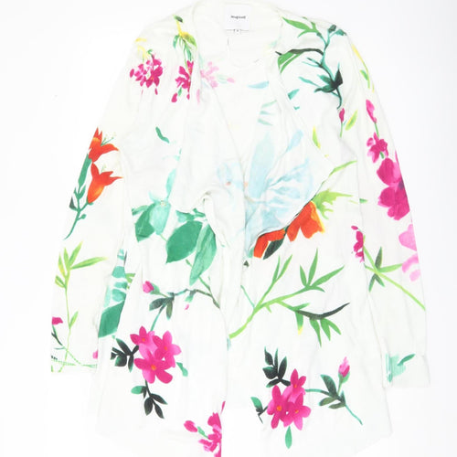 Desigual Womens Multicoloured Floral Cardigan M Lightweight Knit