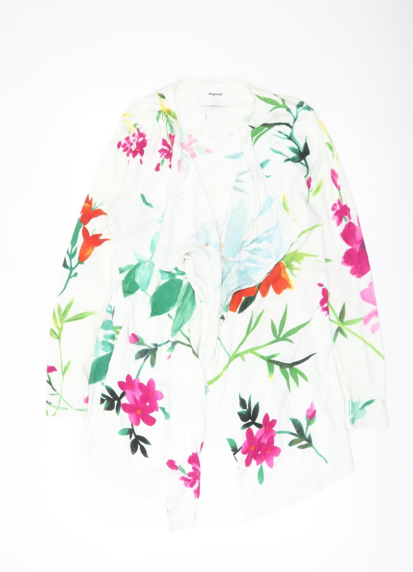 Desigual Womens Multicoloured Floral Cardigan M Lightweight Knit