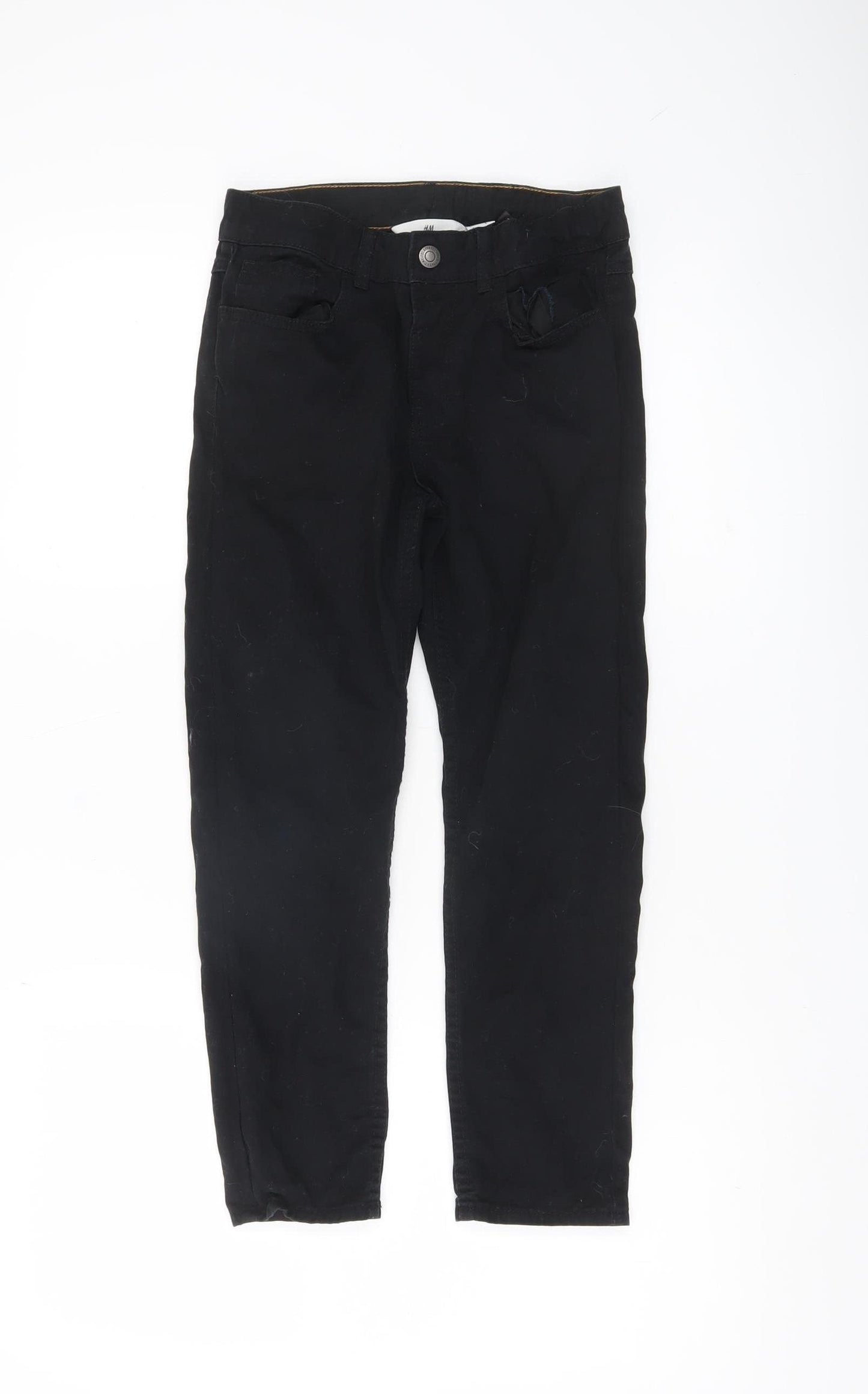 H&M Boys Black Relaxed Fit Chino Trousers Age 9 Years Cotton School