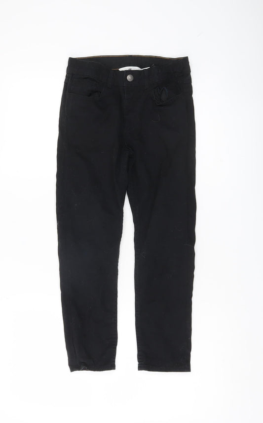 H&M Boys Black Relaxed Fit Chino Trousers Age 9 Years Cotton School