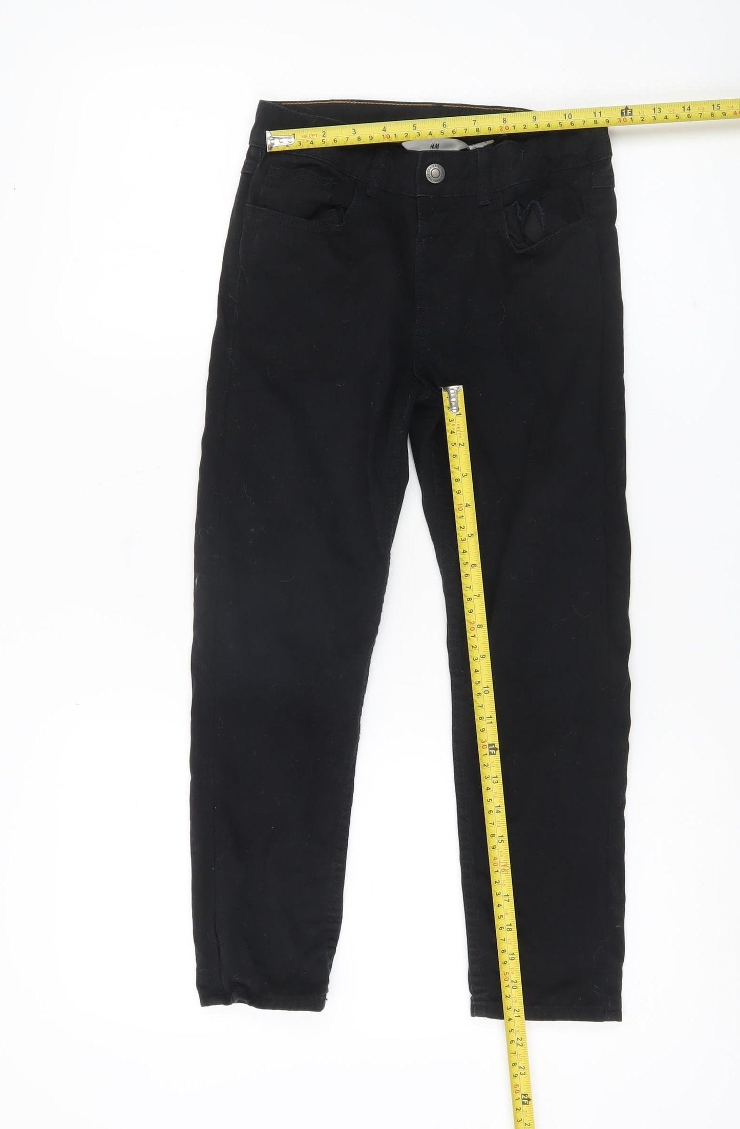 H&M Boys Black Relaxed Fit Chino Trousers Age 9 Years Cotton School