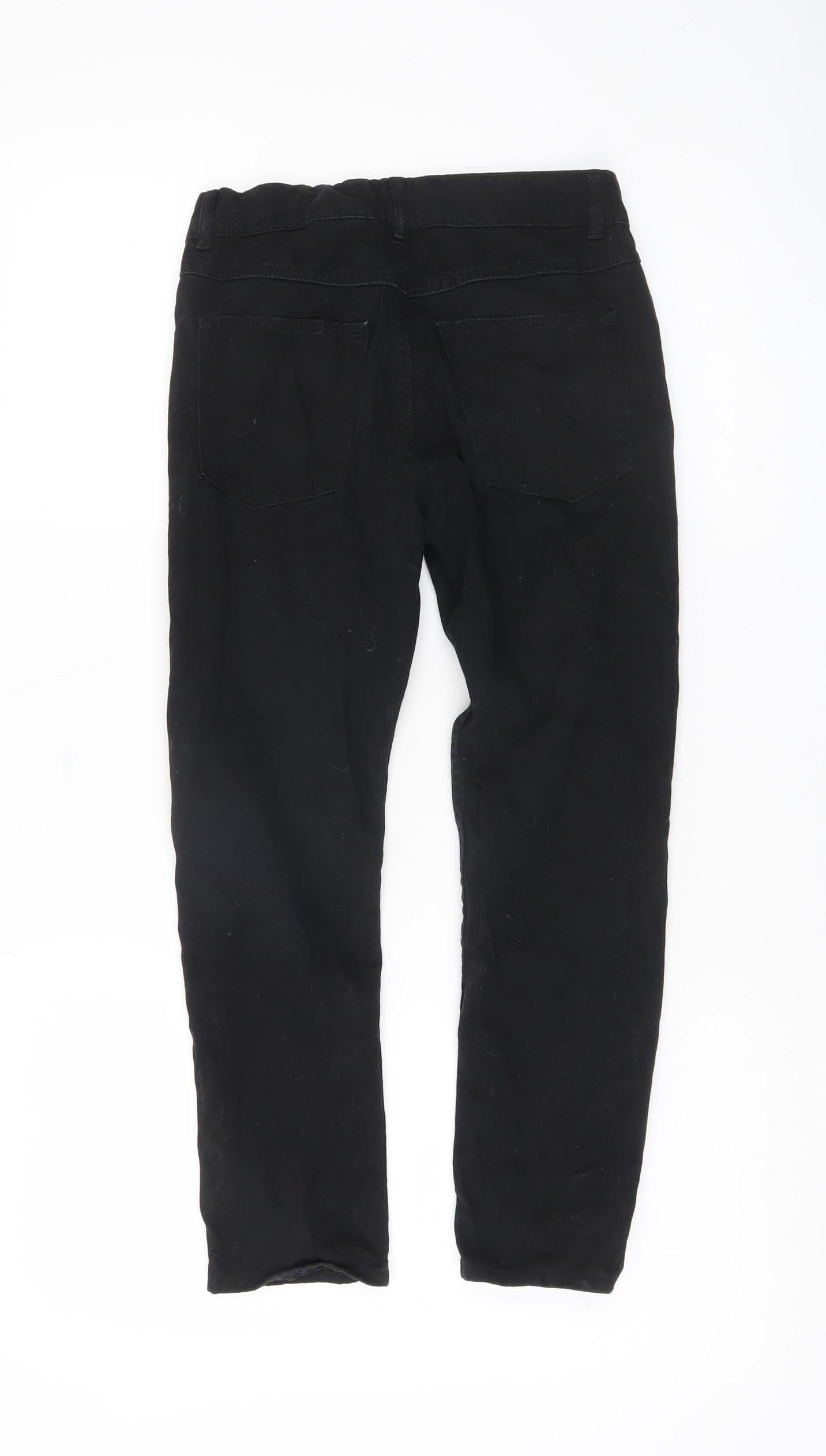 H&M Boys Black Relaxed Fit Chino Trousers Age 9 Years Cotton School