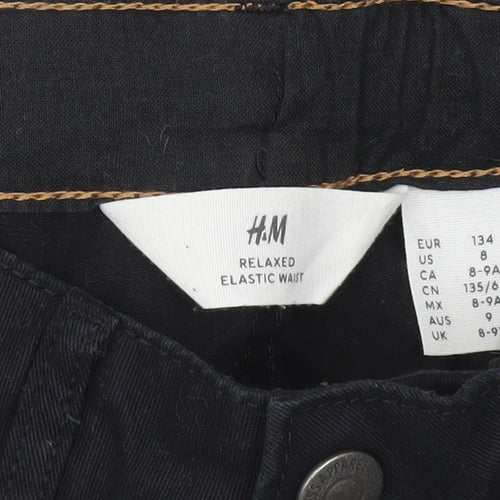 H&M Boys Black Relaxed Fit Chino Trousers Age 9 Years Cotton School