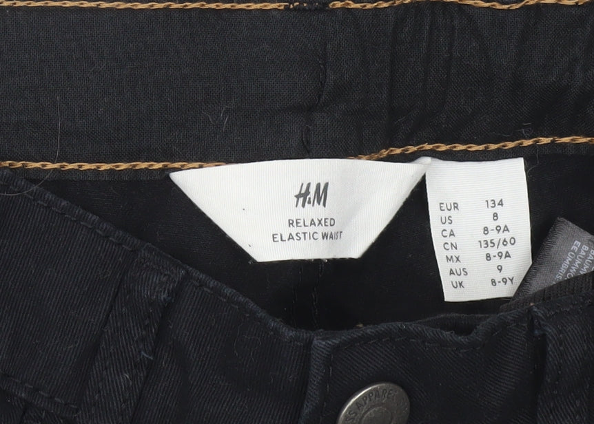 H&M Boys Black Relaxed Fit Chino Trousers Age 9 Years Cotton School
