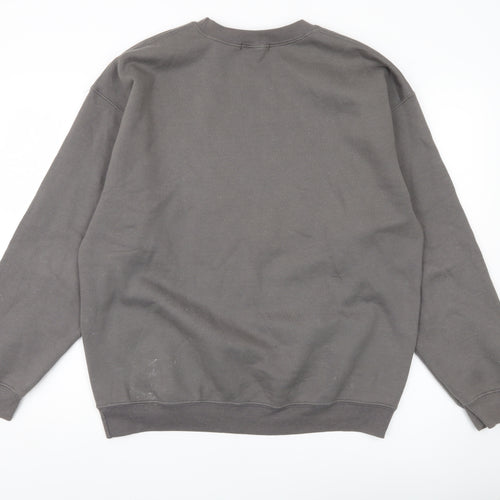 Missguided Unisex Grey College Michigan Sweatshirt Size L Crew Neck