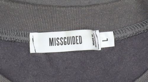 Missguided Unisex Grey College Michigan Sweatshirt Size L Crew Neck