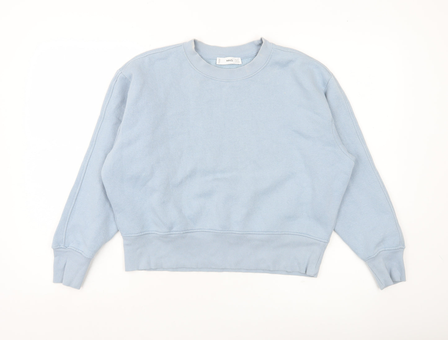 MNG Women Blue Small Pullover Sweatshirt Crew Neck Cotton