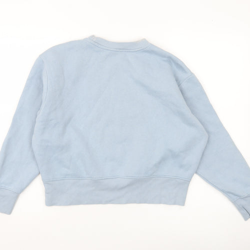MNG Women Blue Small Pullover Sweatshirt Crew Neck Cotton