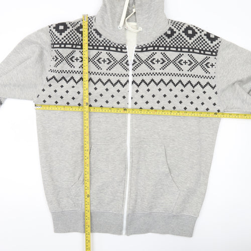 USA Apparel Mens Grey XL Full Zip Hoodie Geometric Print