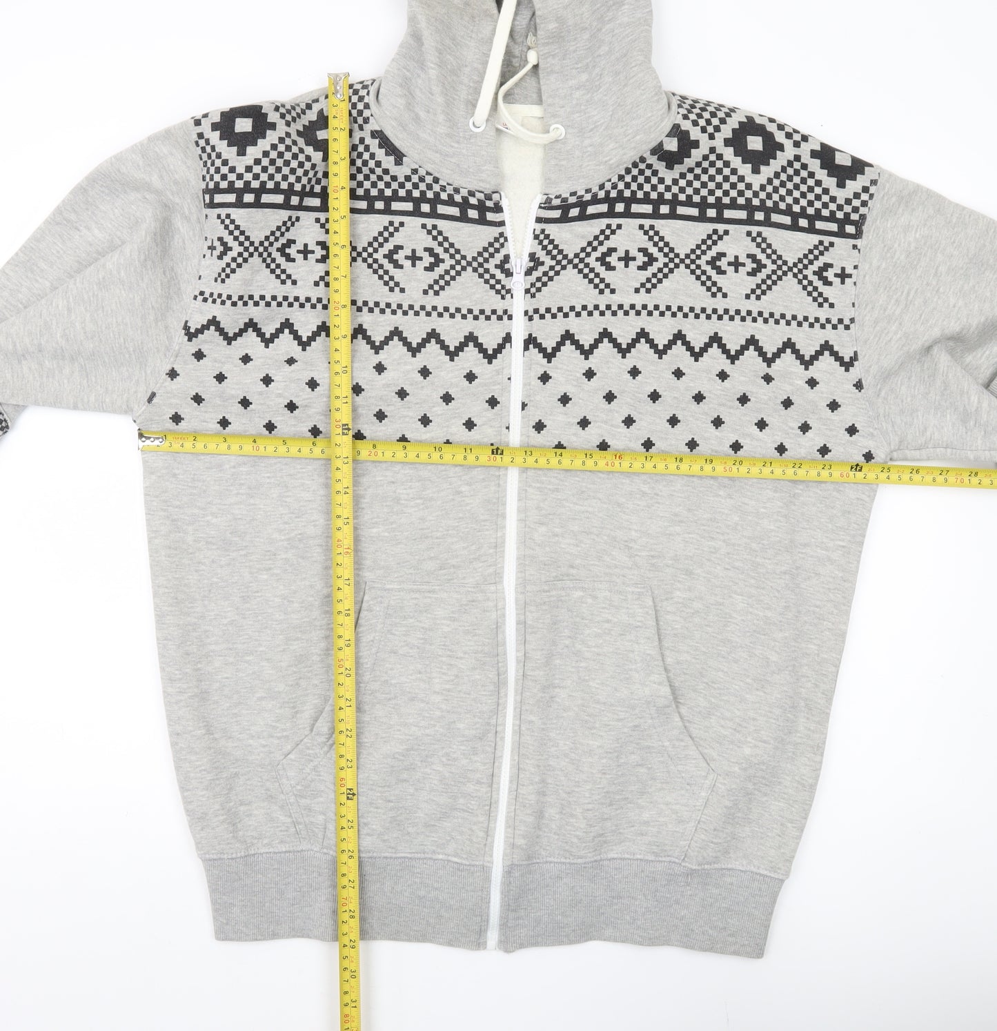 USA Apparel Mens Grey XL Full Zip Hoodie Geometric Print