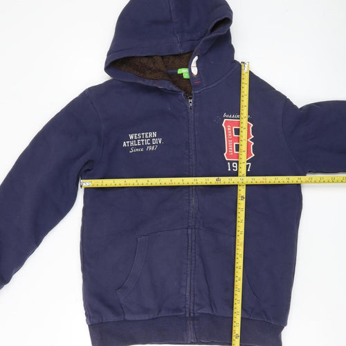Bossini Boys Blue Full Zip Hoodie 14 Years Lined Hooded Casual Jacket