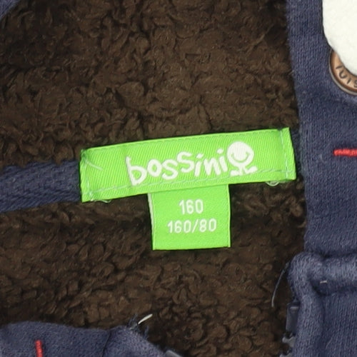 Bossini Boys Blue Full Zip Hoodie 14 Years Lined Hooded Casual Jacket