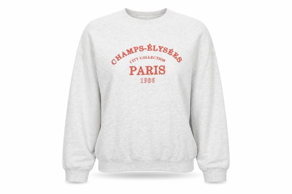Front view of Select Women’s Grey Paris Graphic Pullover Sweatshirt M