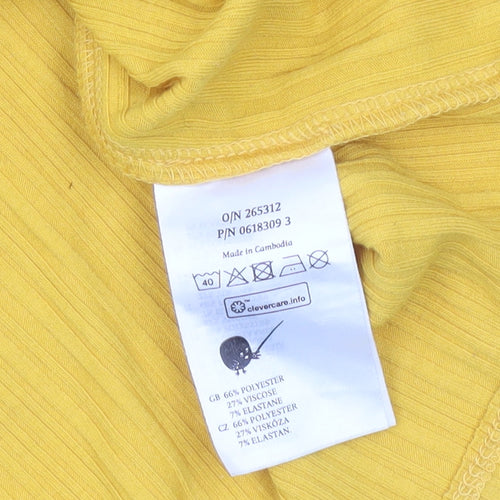 Monki Women Yellow Cropped T-Shirt Size S Short Sleeve Jersey Top