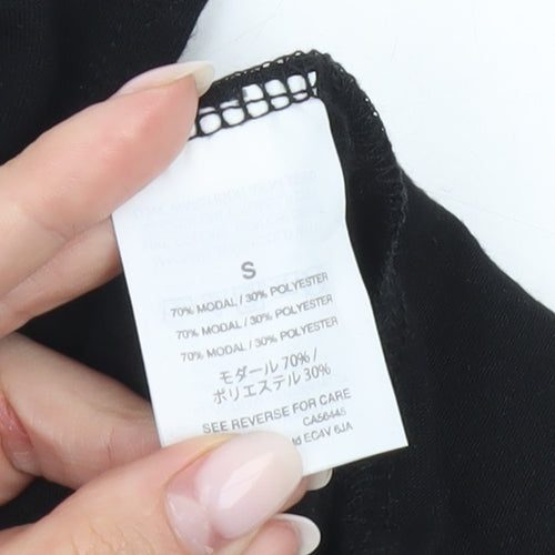 J.Crew Women Black Cropped Tie Front T-Shirt Size S Casual Top