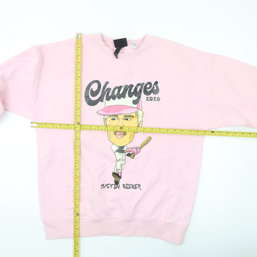 H&M Men’s Pink Justin Bieber Graphic Sweatshirt M Relaxed Fit