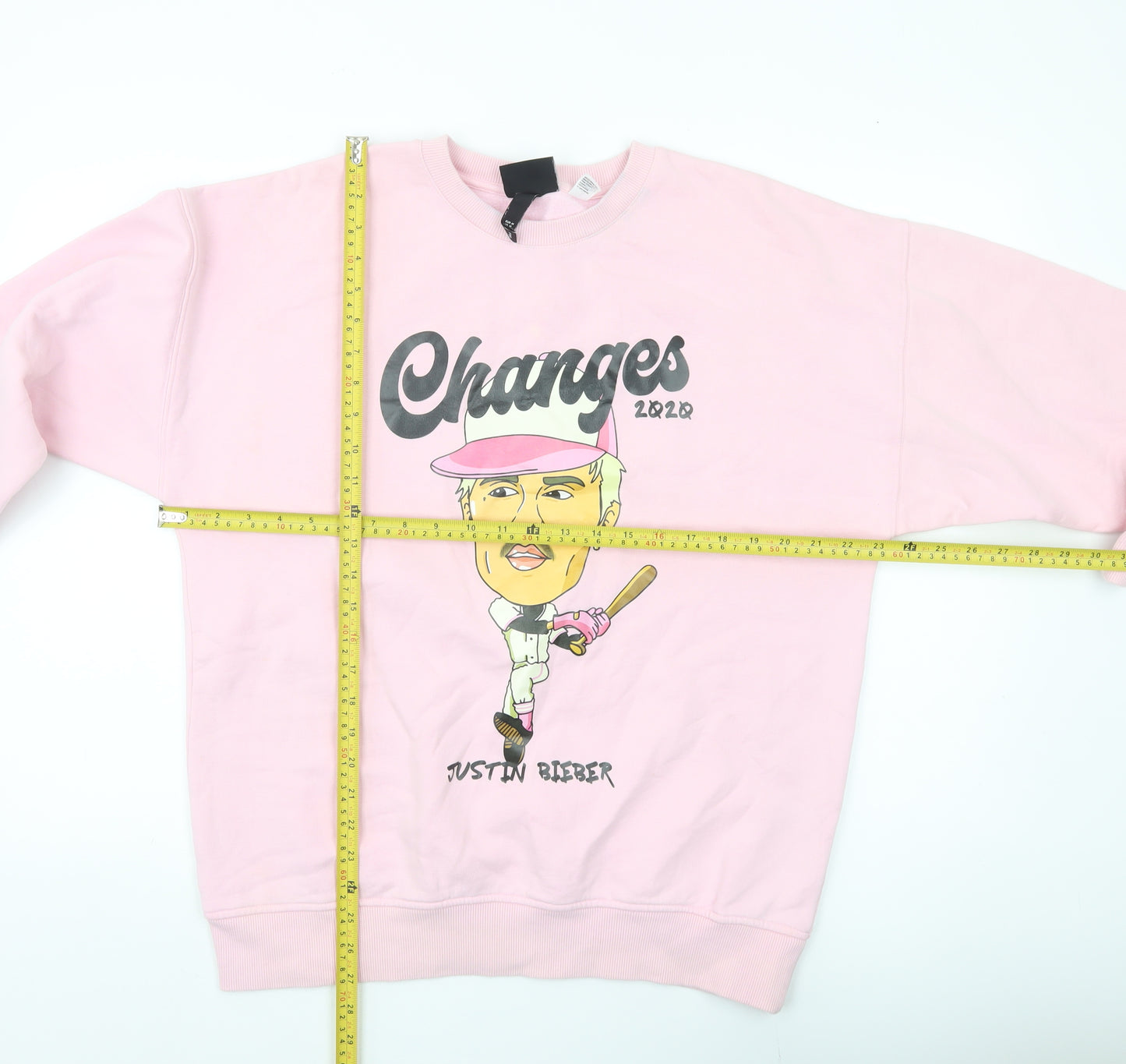 H&M Men’s Pink Justin Bieber Graphic Sweatshirt M Relaxed Fit