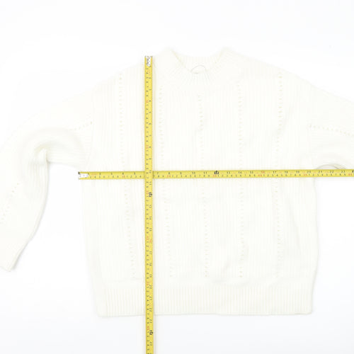 Marks and Spencer Women’s Ivory Chunky Knit Mock Neck Jumper M