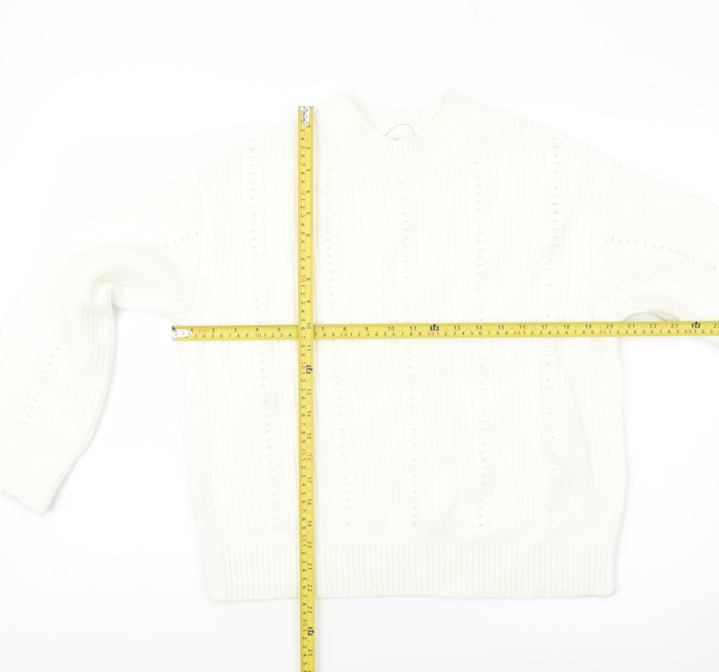Marks and Spencer Women’s Ivory Chunky Knit Mock Neck Jumper M