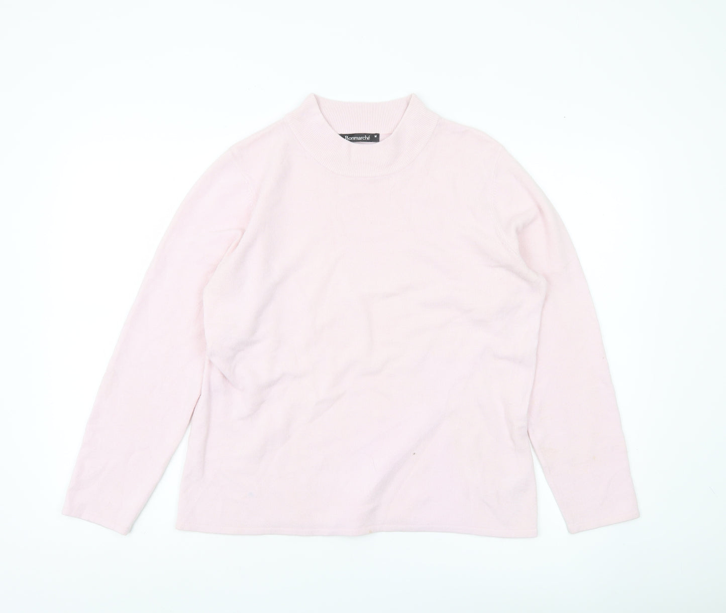 Bonmarché Women’s Pink Mock Neck Pullover Jumper Size M