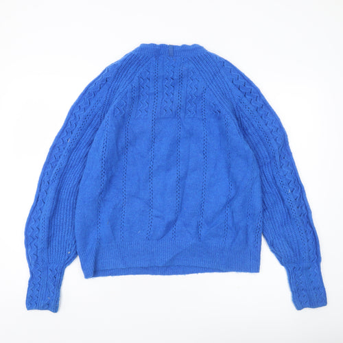 Marks and Spencer Per Una Womens Blue Cable Knit Jumper Size 14