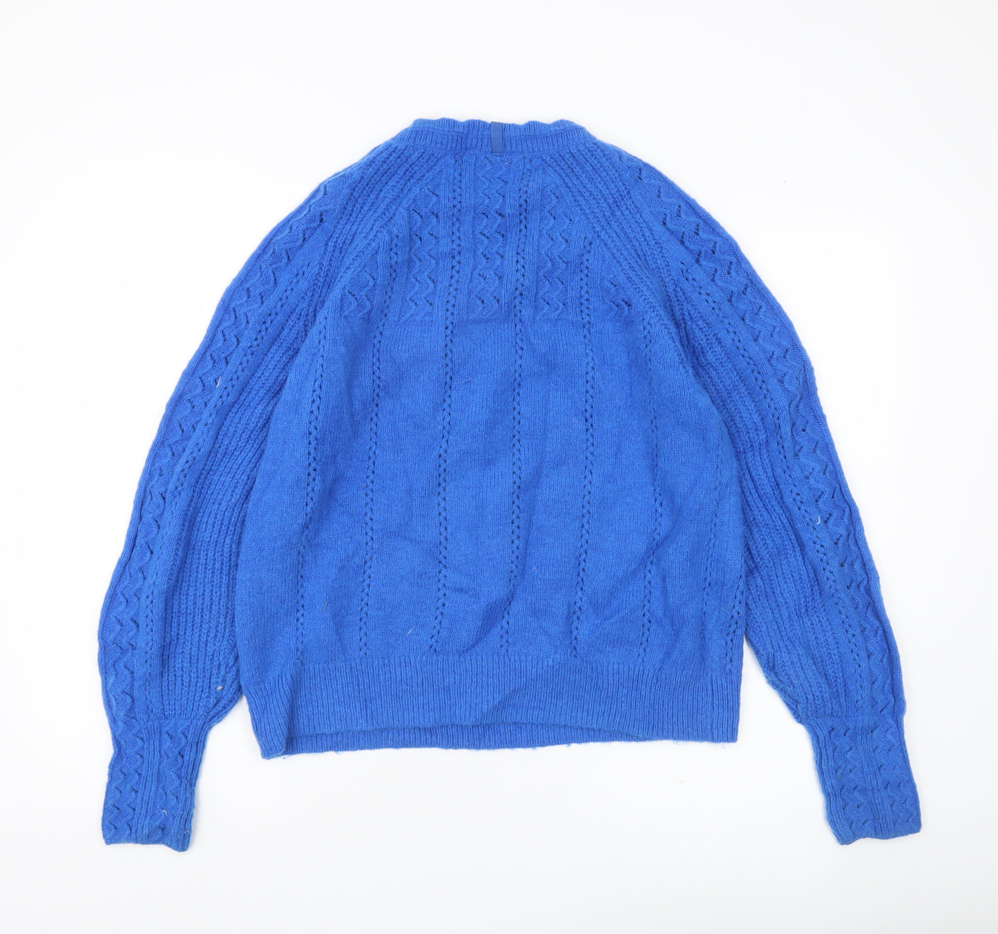 Marks and Spencer Per Una Womens Blue Cable Knit Jumper Size 14