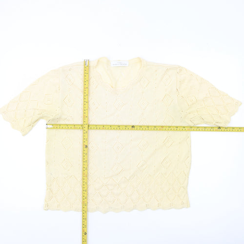 Marks and Spencer Women’s Yellow Knit Open Jumper Size 16 Vintage