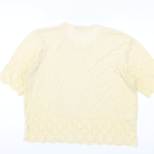 Marks and Spencer Women’s Yellow Knit Open Jumper Size 16 Vintage