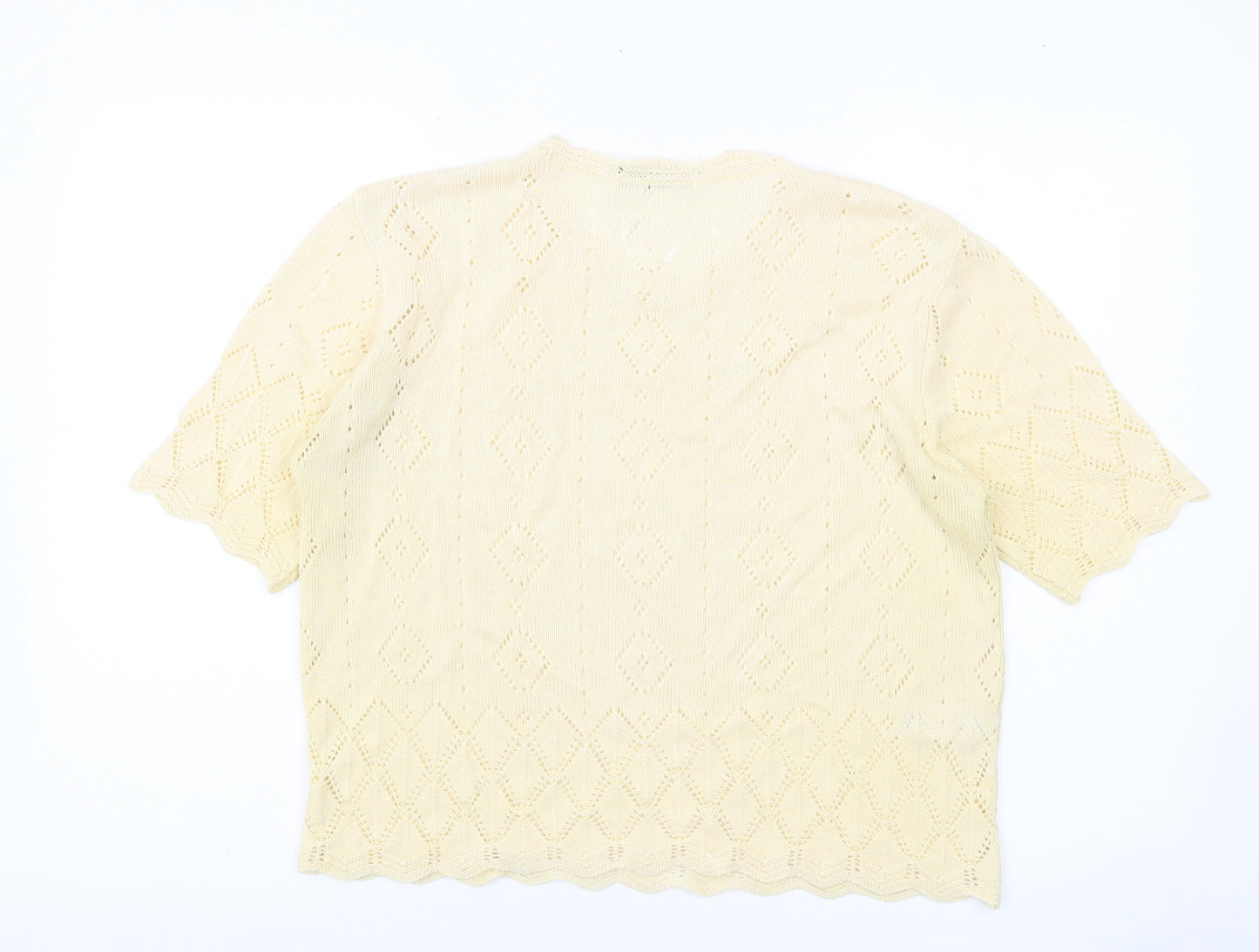 Marks and Spencer Women’s Yellow Knit Open Jumper Size 16 Vintage
